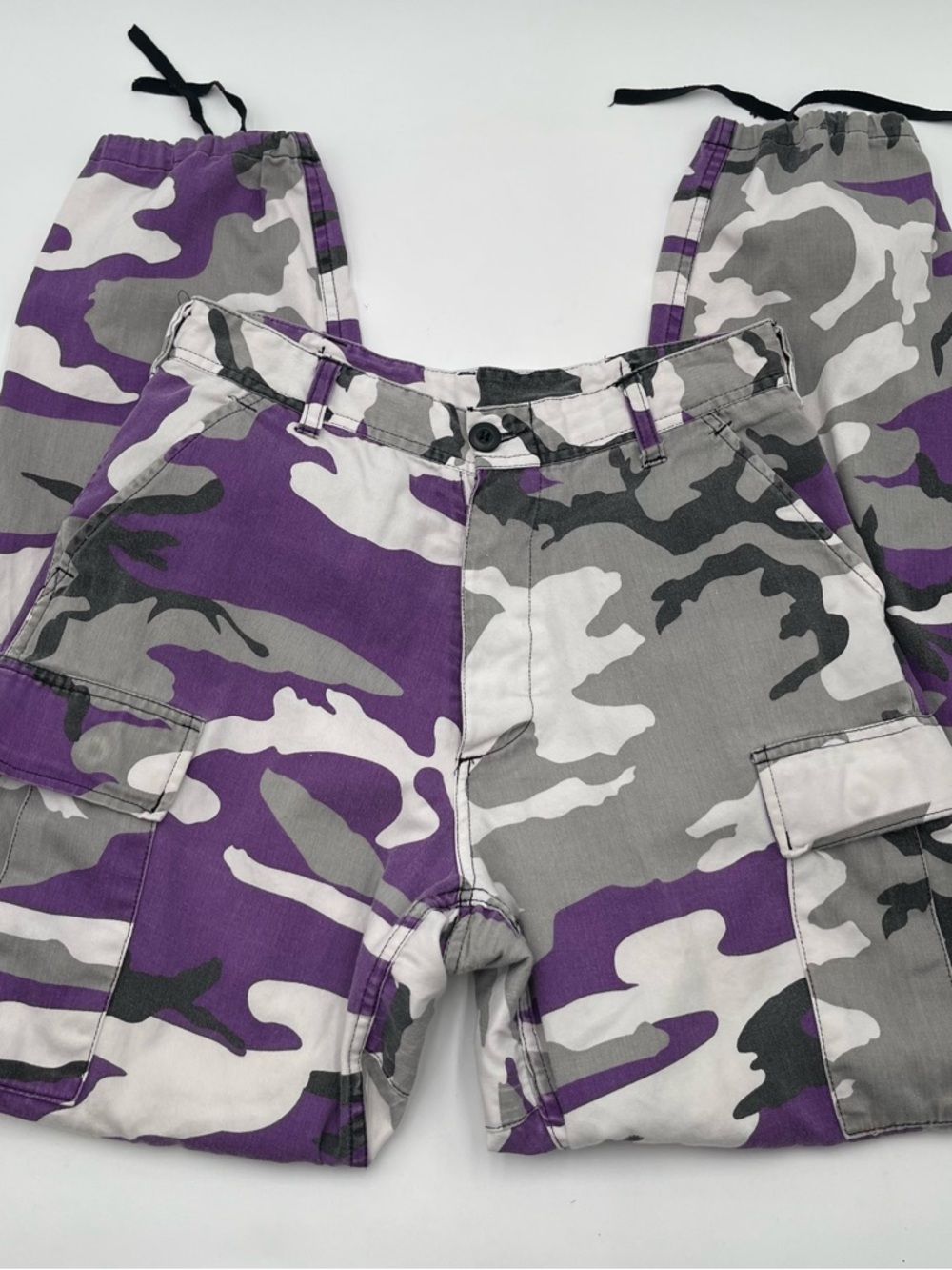 Rothco Pants Purple Camo BDU Cargo Button Fly Drawstring Hem Tactical Sz Small - Picture 3 of 13